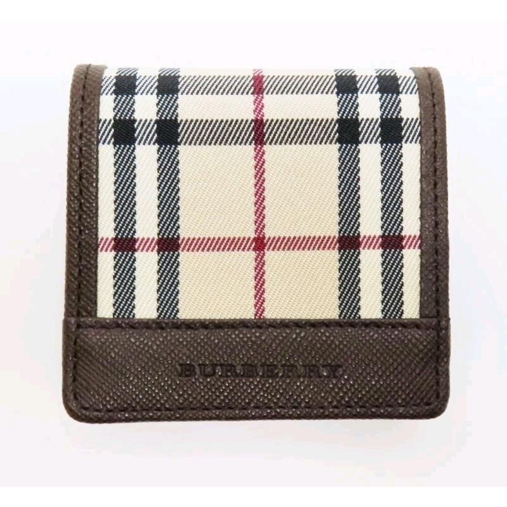 BURBERRY Vintage Nova Check Canvas Leather Hook Coin Purse Classic Quiet Luxury